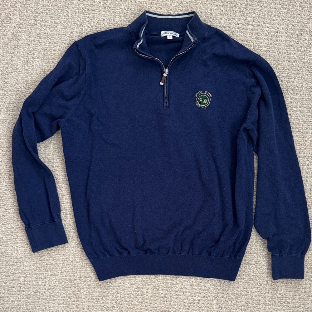 Men’s Peter Millar Crystal Downs Blue Quarter Zip Sweater
